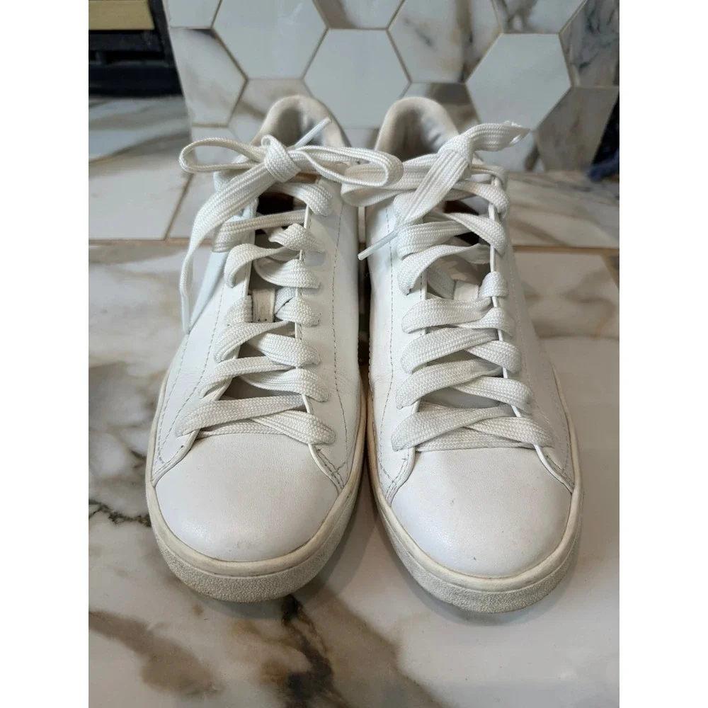 Coach C101 Sneakers Womens 10B White Silver Metallic Leather Low Top G3330